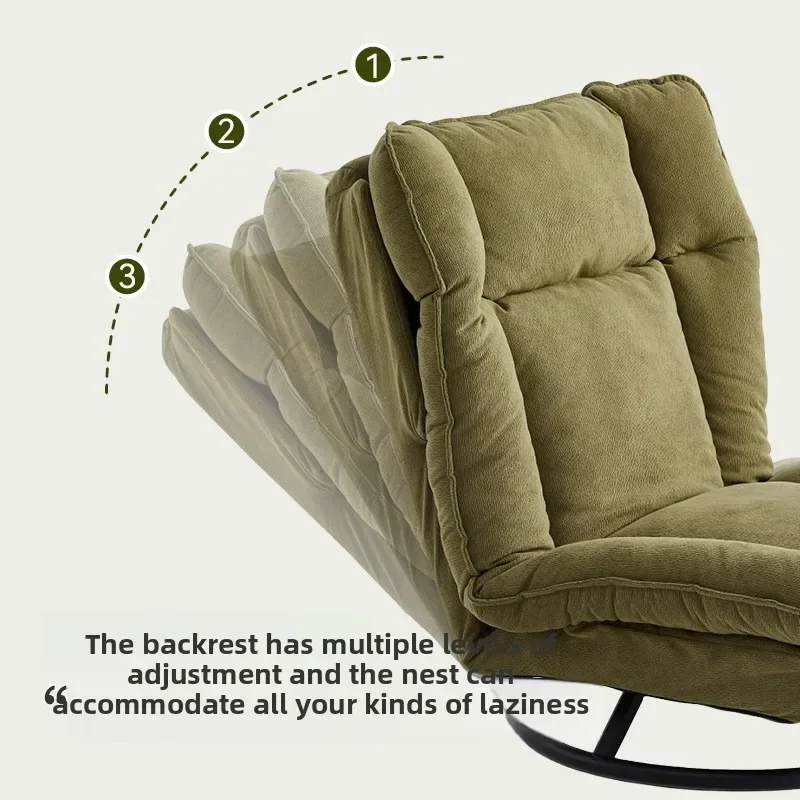 New rotating sofa chair, living room balcony fabric lazy sofa, adjustable backrest rotating leisure chair swivel chair - Image 2
