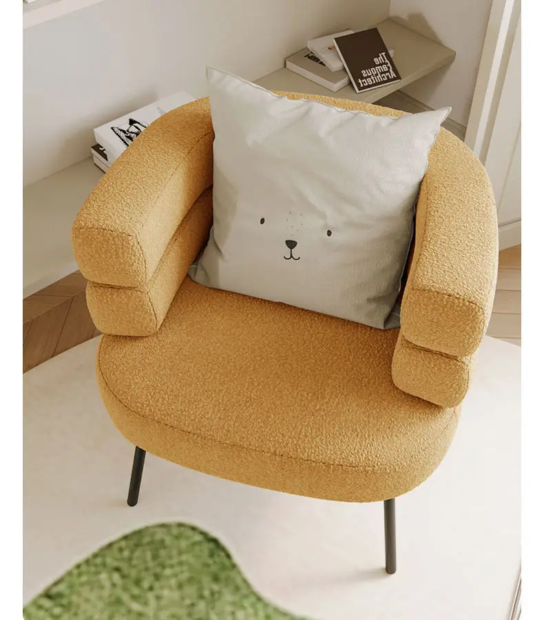 Bohemian Fluffy Accent Chair Modern Lamb Wool Lounge Chaise Plush Single Sofa for Small Space Luxury Vanity Stool for Bedroom