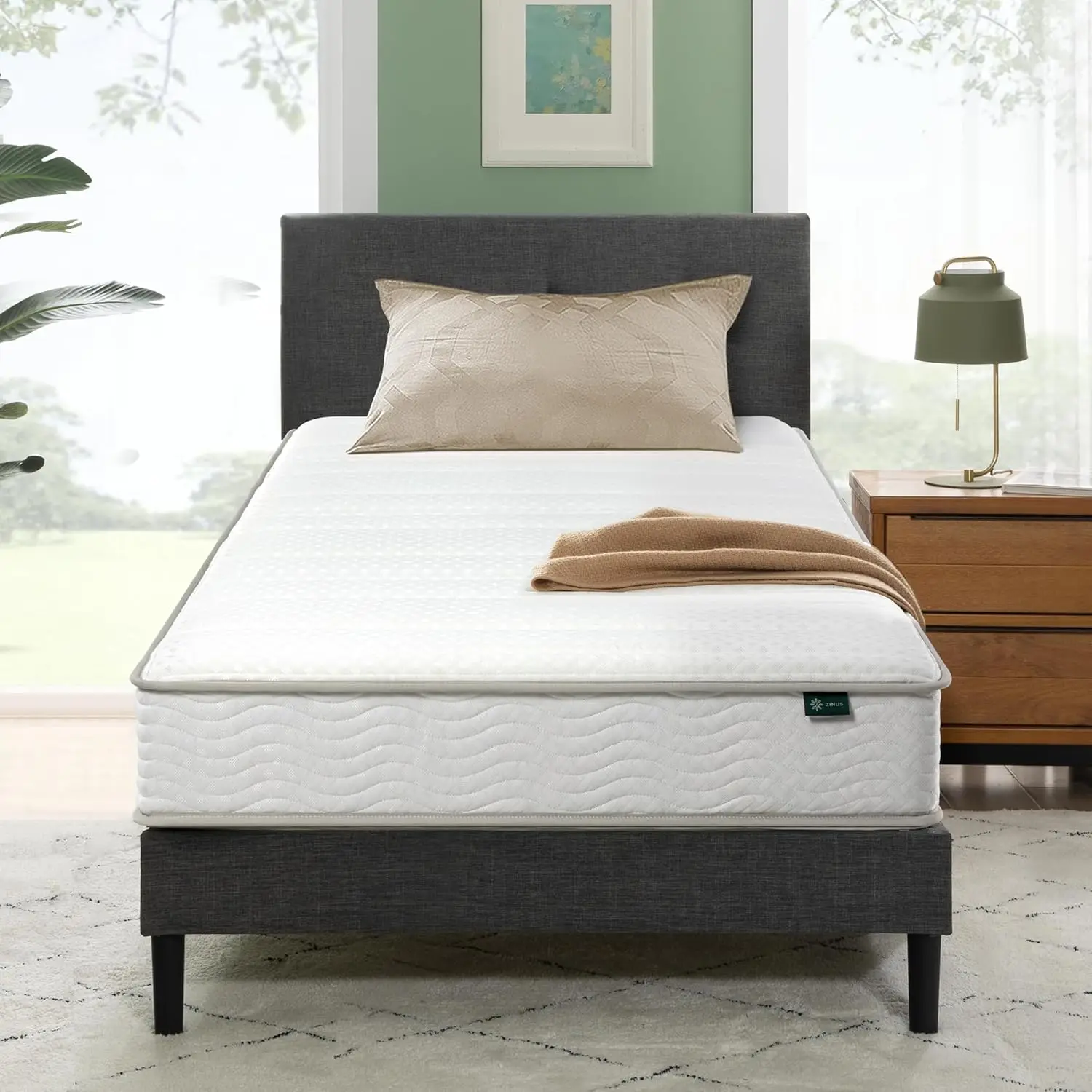 6-Inch Hybrid Mattress Twin Medium Firm, Durable Support, Safe Foam & Fabric, Boxed Delivery